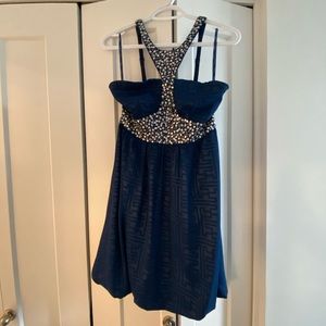 Foxy Jeans Couture Size S Blue Beaded Evening/cocktail/party dress